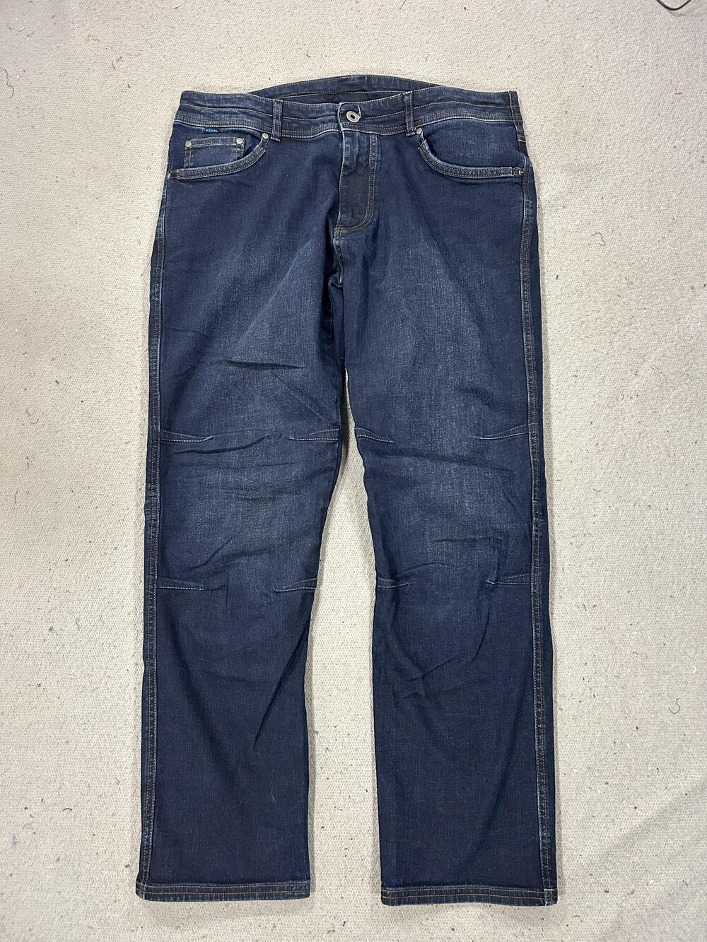 Kuhl Jeans Men 38 Blue Straight Leg Denim Dark Wash Articulated Knees Motorcycle